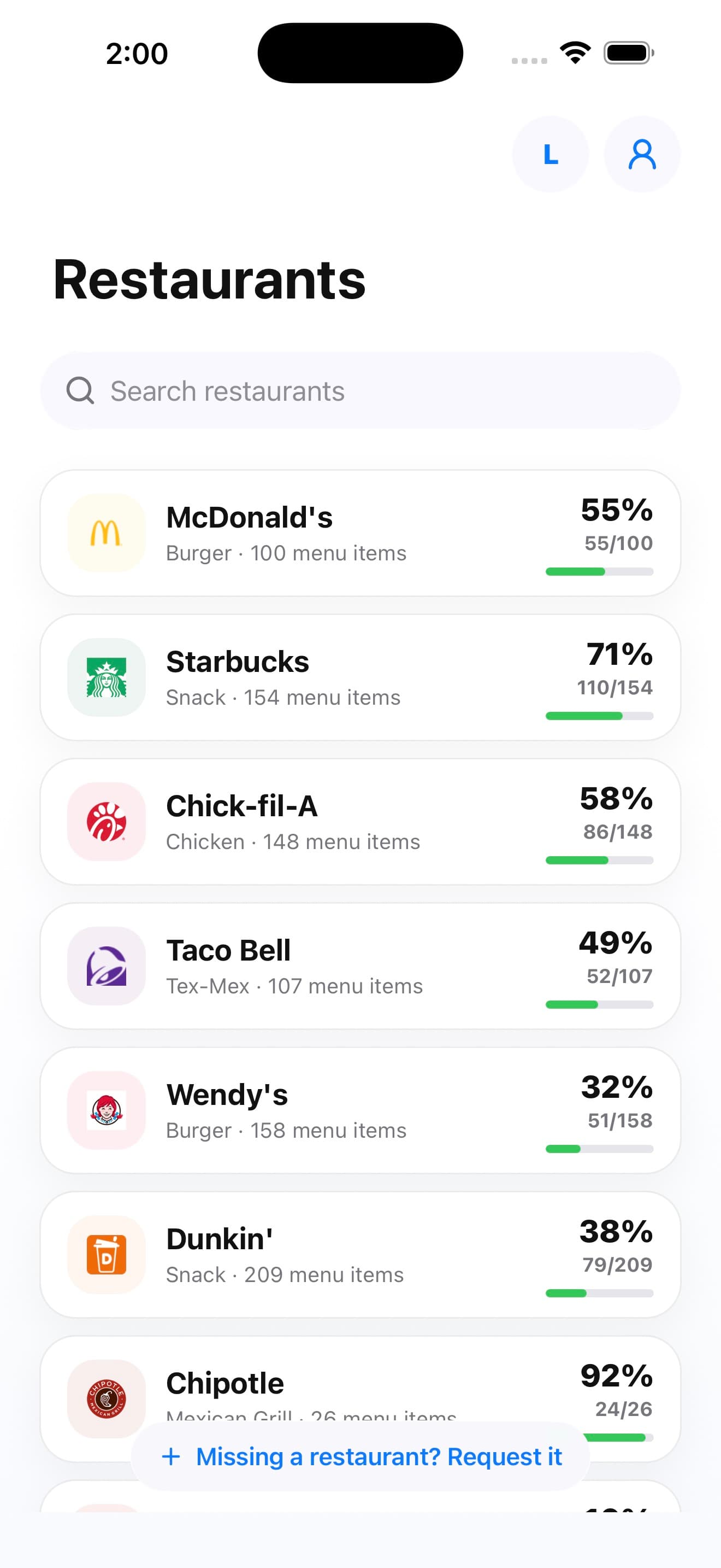 The MySafeMenu app displaying restaurants and allergy profile information